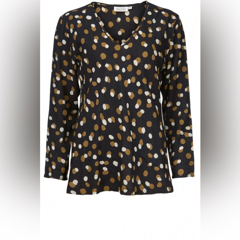 Masai Copenhagen Kala Ginger Spot Print Blouse | Viscose | Large - Picture 4 of 11